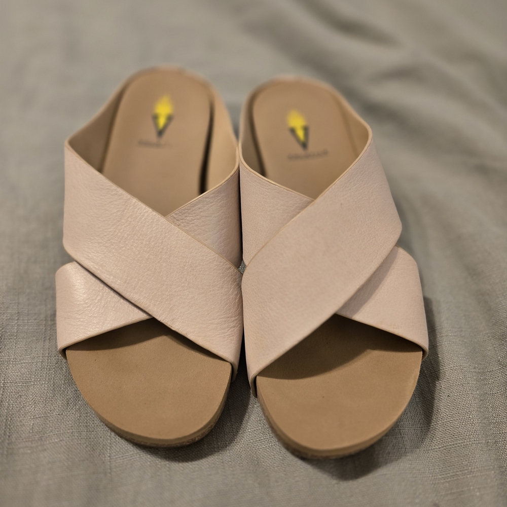 Volatile Cream Mules with Contoured Footbed